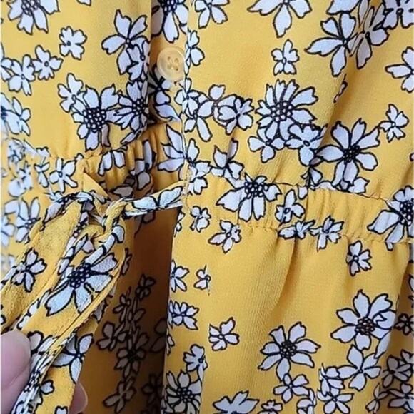Lane Bryant yellow floral drawstring waist peplum babydoll blouse plus sz‎ 18 2X - Picture 6 of 9